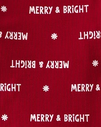 Toddler Merry & Bright Christmas Cotton Long-Sleeve Snug FIt 2-Piece Pajamas - Red
