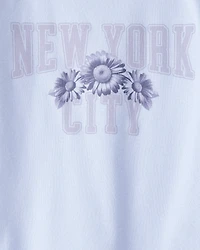 Girls 2-Piece New York Short-Sleeve Graphic Tee & Flare Pants Set - Blue