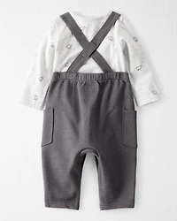 Baby 2-Piece Organic Cotton Overall Set in Bear Print