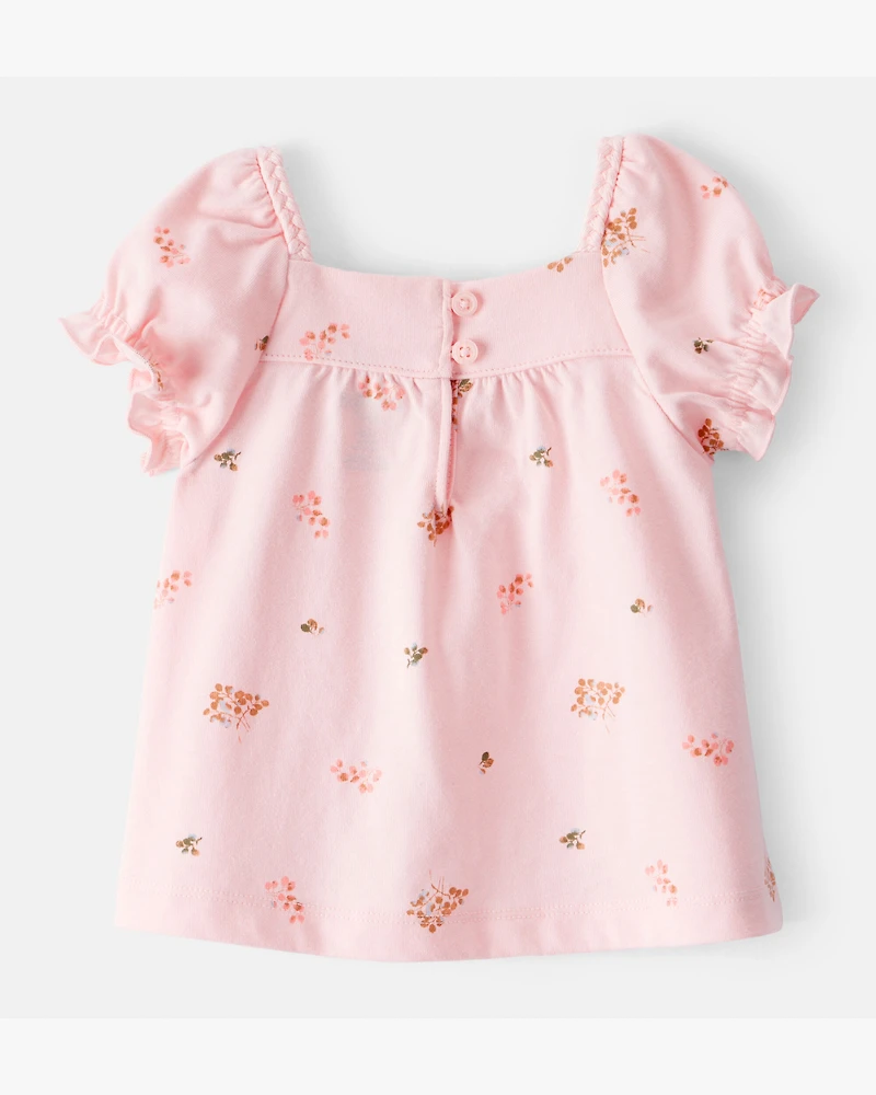 Baby Girl 2-Piece Floral Graphic Tee & Cotton Skort Set - Pink/Brown