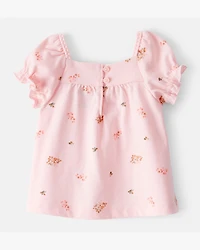 Baby Girl 2-Piece Floral Graphic Tee & Cotton Skort Set - Pink/Brown
