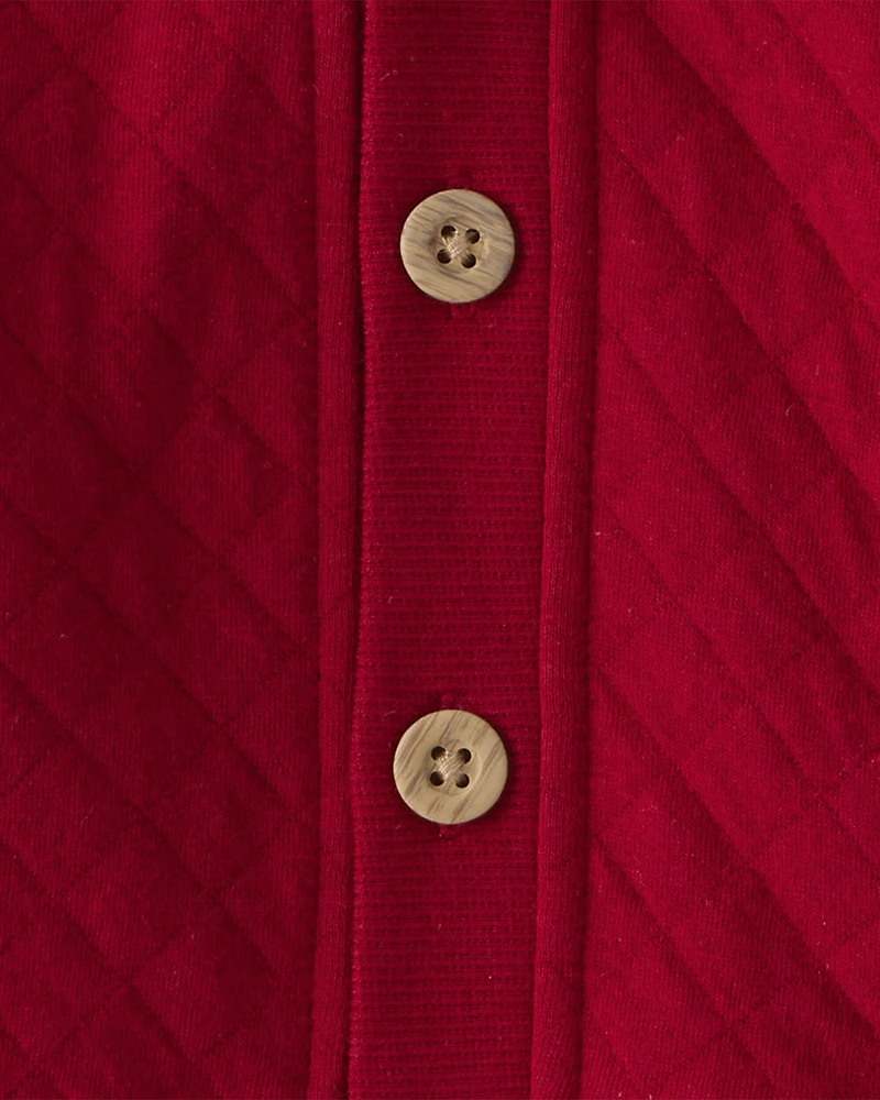 Baby Boy 3-Piece Quilted Cardigan Outfit Set - Red