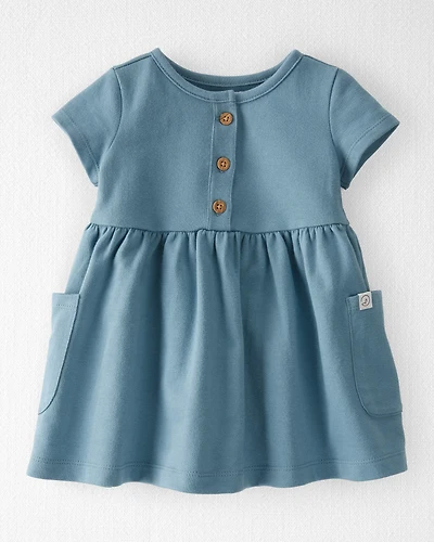 Baby Organic Cotton Pocket Dress Cottage Blue