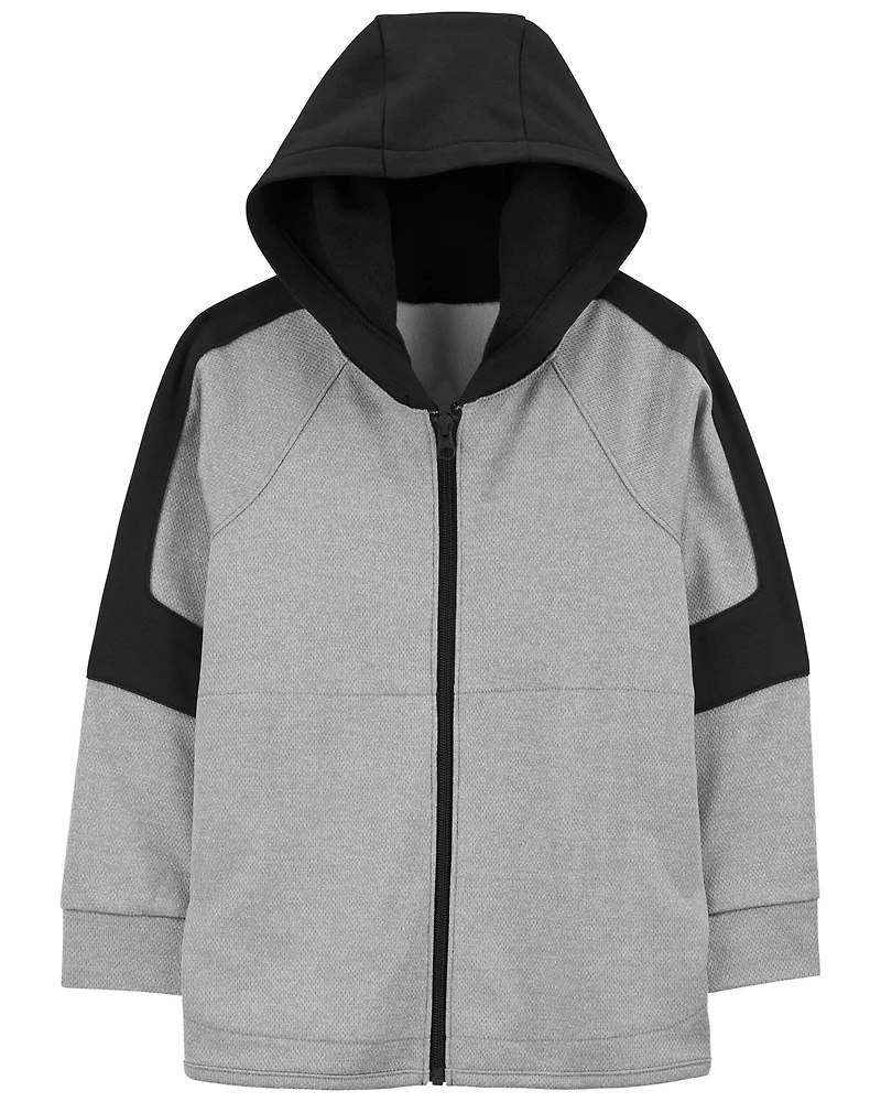 Kid Colorblock Active Mesh Knit Jacket - Grey