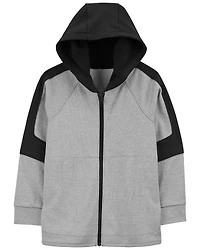Kid Colorblock Active Mesh Knit Jacket - Grey