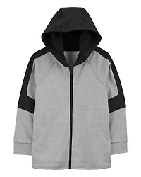 Kid Colorblock Active Mesh Knit Jacket - Grey