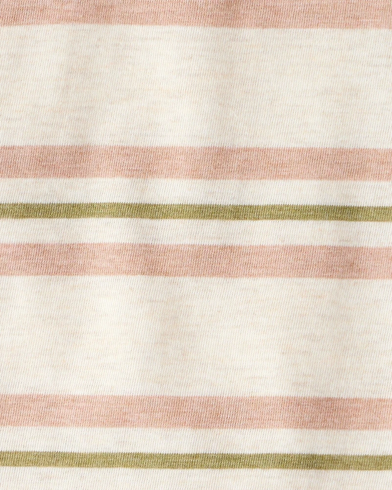 Baby Boy Striped Short-Sleeve Henley Tee - Tan