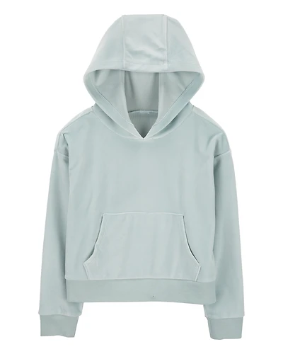 Kid Cropped Velour Hoodie
