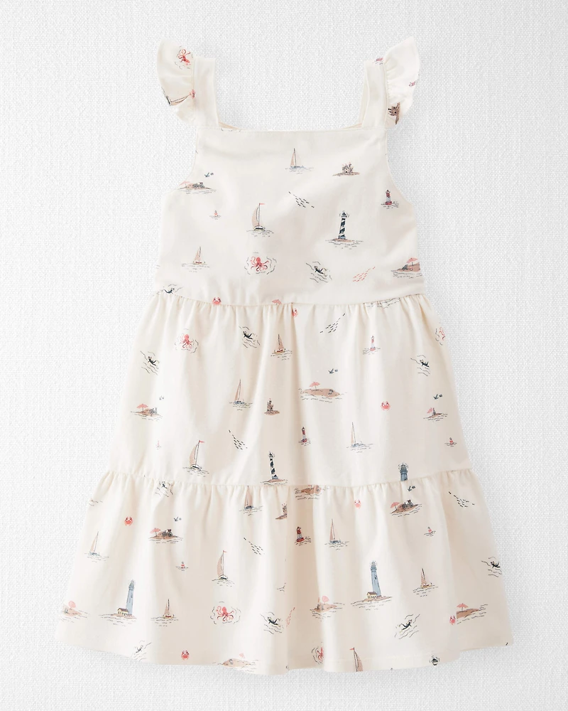 Toddler Organic Cotton Dress Coastal Vacation Print
