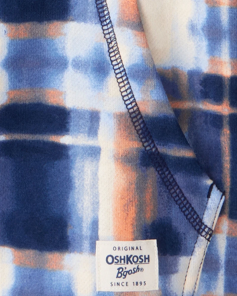 Boys DayDream Fleece Plaid Long-Sleeve Hoodie - White/Blue/Orange