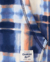 Boys DayDream Fleece Plaid Long-Sleeve Hoodie - White/Blue/Orange