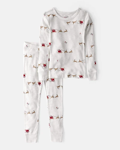 Toddler Santa Sleigh PurelySoft Snug Fit 2-Piece Pajamas - Grey