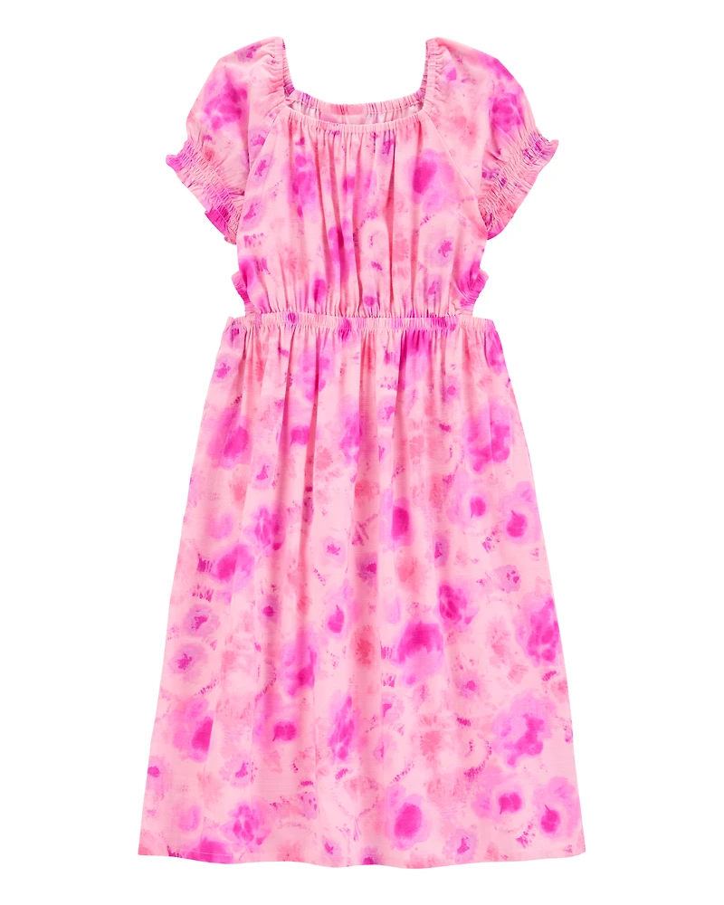 Kid Cloud-Dye Linen Look-Alike Maxi Dress- Pink