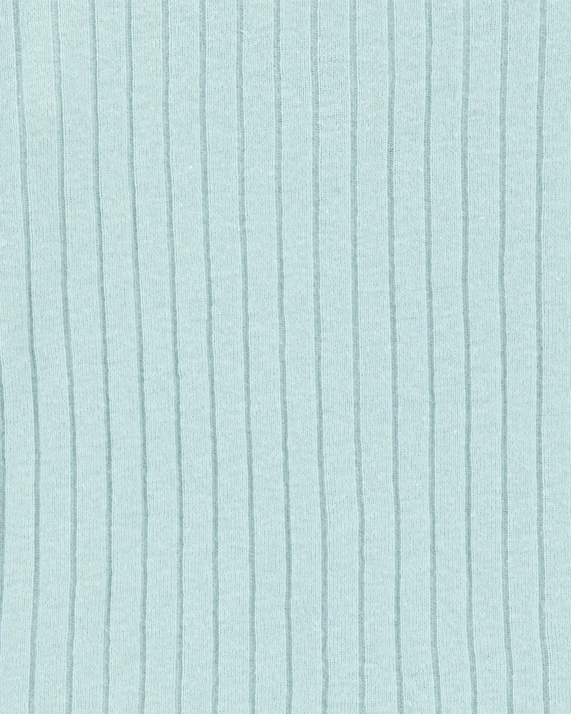 Baby Ribbed Cotton Blend 2-Piece Pajamas - Teal