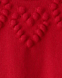 Baby Girl Heart Long-Sleeve Sweater - Red