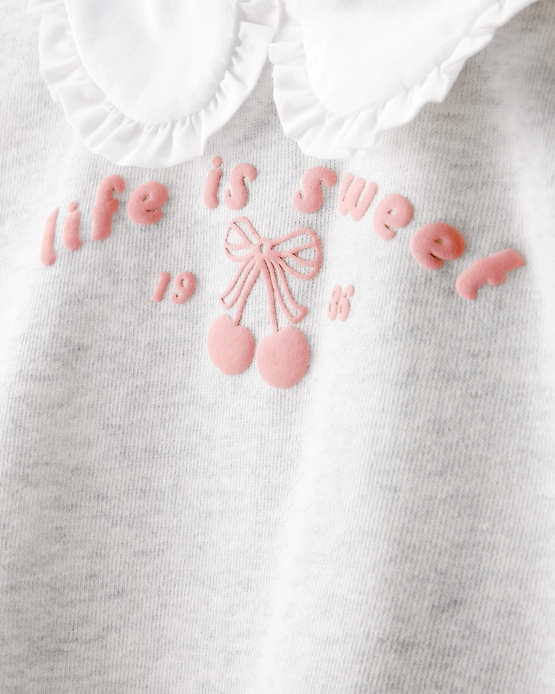 Toddler Girl Cherry French Terry Short-Sleeve Graphic Tee - White