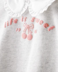 Toddler Girl Cherry French Terry Short-Sleeve Graphic Tee - White