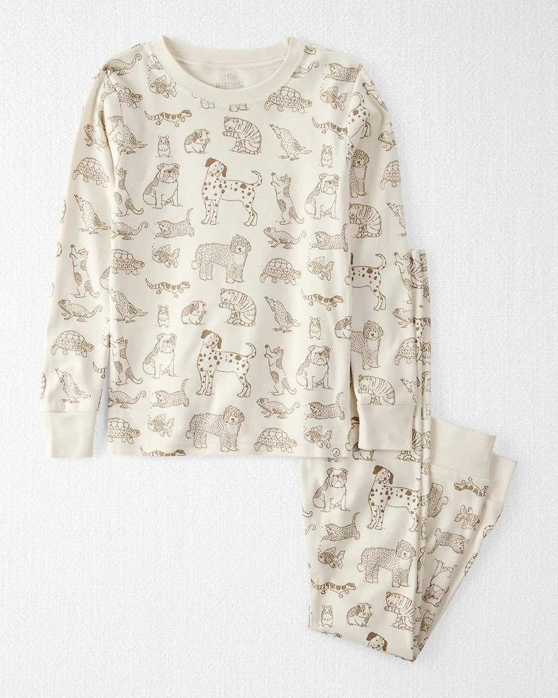 Kid Pet Print Organic Cotton 2-Piece Pajamas