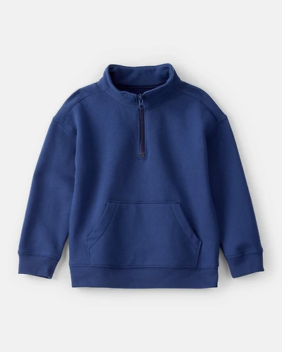 Toddler Boy Solid Fleece Quarter Zip Sweatshirt - Navy