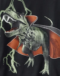 Kid Vampire Dinosaur Long-Sleeve Graphic Tee - Black