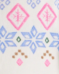 Girls Fair Isle Thermal Henley Top - Ivory