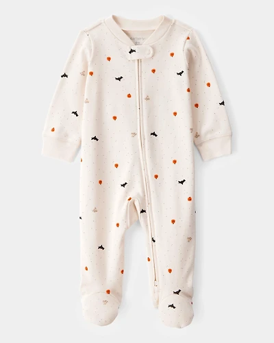 Baby Halloween 2-Way Zip Cotton Sleep & Play Pajamas - Ivory