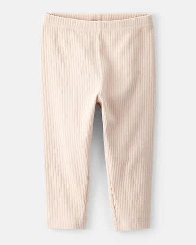 Baby Girl Cotton Ribbed Stretch Leggings