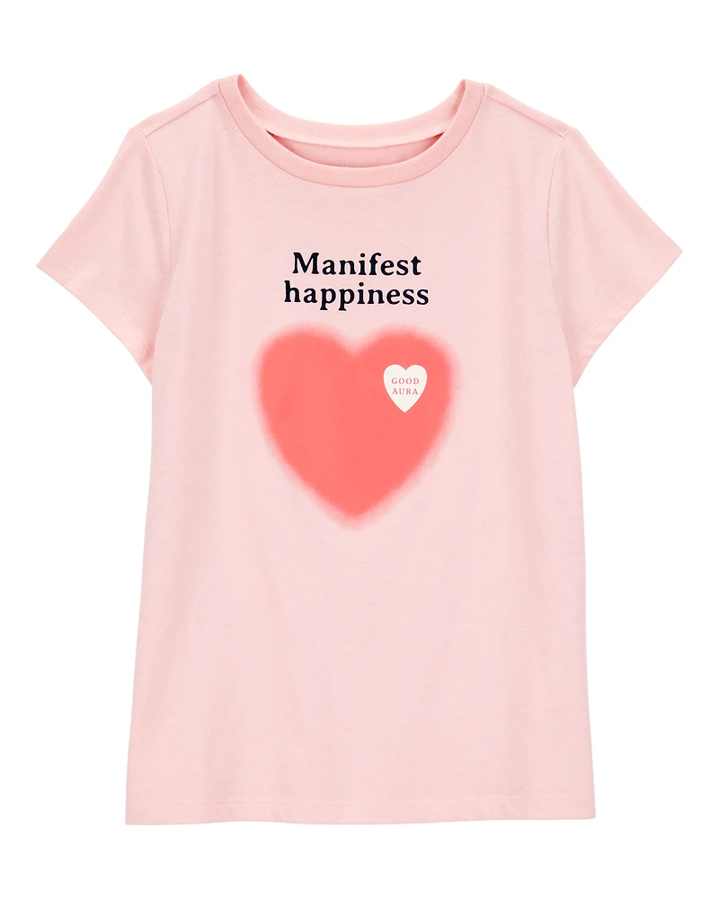 Kid Manifest Happiness Short-Sleeve Graphic Tee - Pink