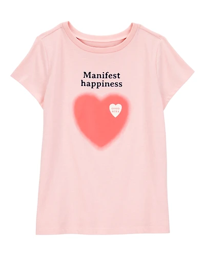 Kid Manifest Happiness Short-Sleeve Graphic Tee - Pink