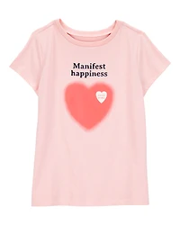 Kid Manifest Happiness Short-Sleeve Graphic Tee - Pink