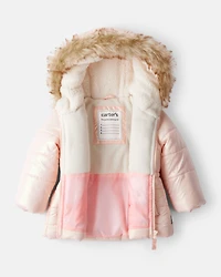 Baby Girl Hooded Heavyweight Winter Jacket - Pink