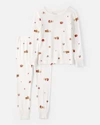 Toddler Barn Print PurelySoft 2-Piece Pajamas - Ivory