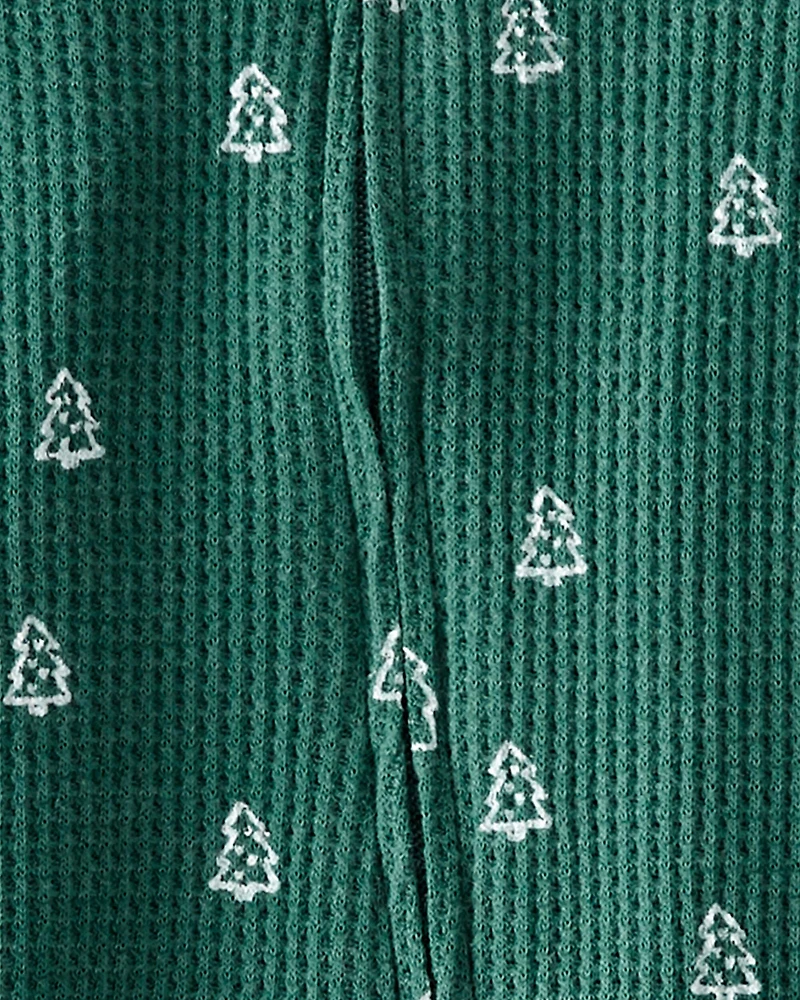 Baby Organic Cotton Waffle Knit Sleep & Play Pajamas Christmas Tree Print