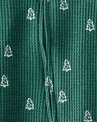 Baby Organic Cotton Waffle Knit Sleep & Play Pajamas Christmas Tree Print