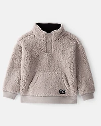 Toddler Boy Sherpa Pullover Sweatshirt - Brown
