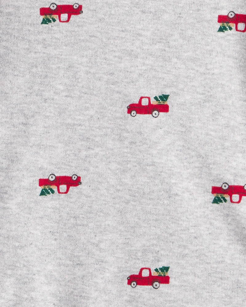 Baby Boy 3-Piece Christmas Tree & Truck Print Vest, Bodysuit Pant Set - Red/Black/Grey