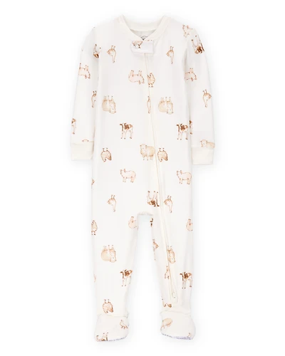 Baby Farm Animals Print PurelySoft Footie 1-Piece Pajamas - Ivory