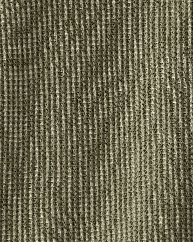 Toddler Boy Long-Sleeve Waffle Knit Utility Shirt - Green