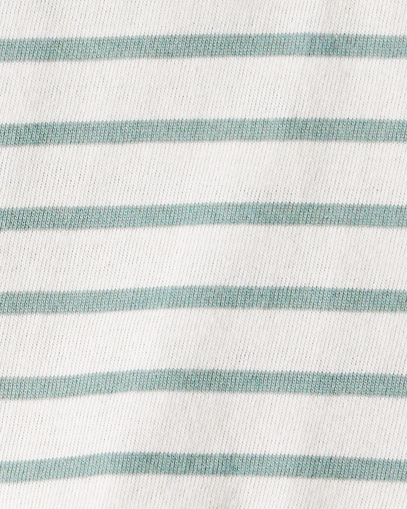 Baby Girl 2-Piece Striped Peplum Top & Flare Leggings Set - Green/Ivory