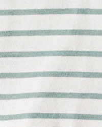 Baby Girl 2-Piece Striped Peplum Top & Flare Leggings Set - Green/Ivory