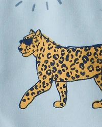 Toddler Boy 2-Piece Leopard Loose Fit Coat-Style Pajamas - Blue