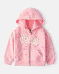 Baby Girl Butterfly Print DayDream Fleece Hooded Zip-Up Jacket - Pink