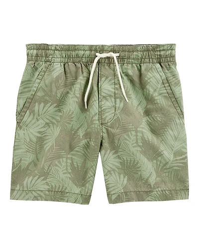 Kid Tropical Print Pull-On Bermuda Short - Green