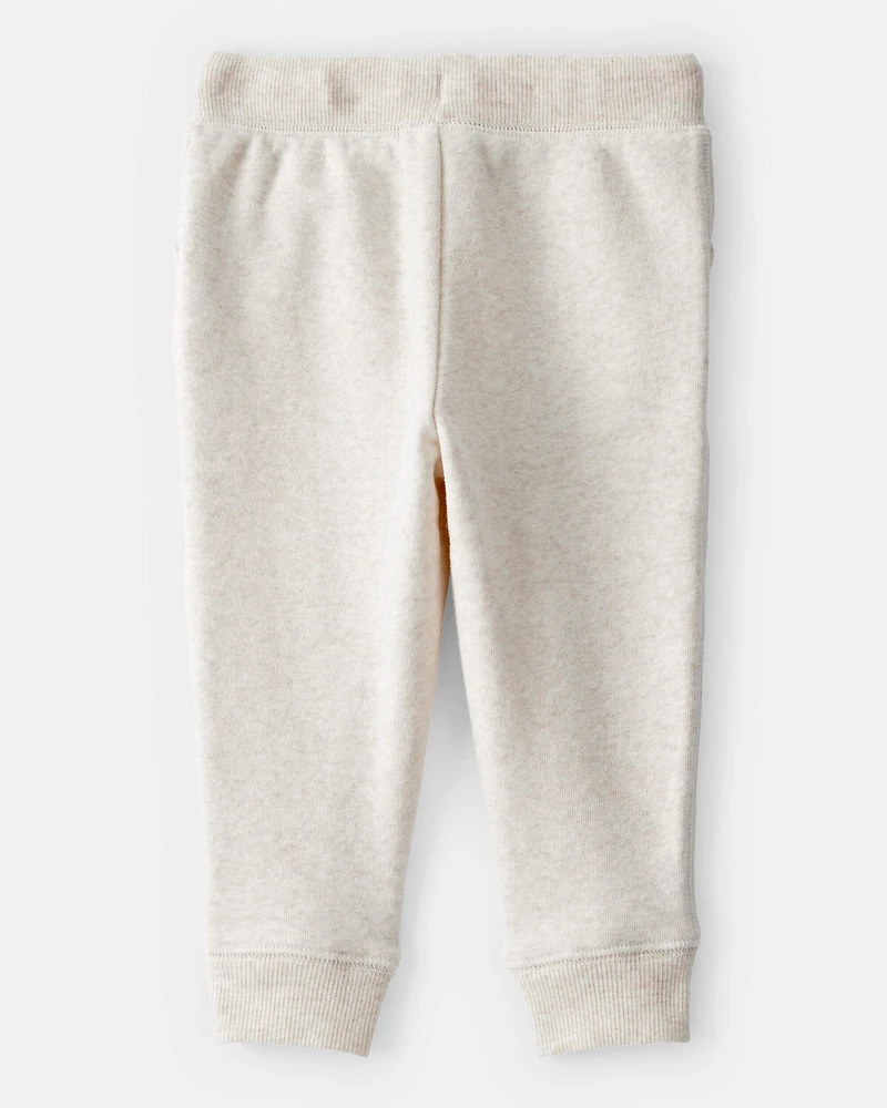 Baby Girl Solid Fleece Drawstring Joggers - Oatmeal