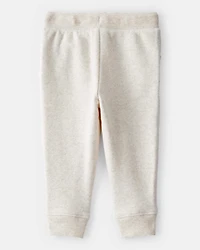 Baby Girl Solid Fleece Drawstring Joggers - Oatmeal