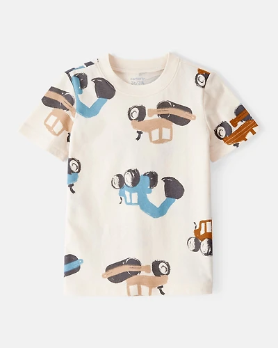 Toddler Boy Construction Print Short-Sleeve Tee - Cream