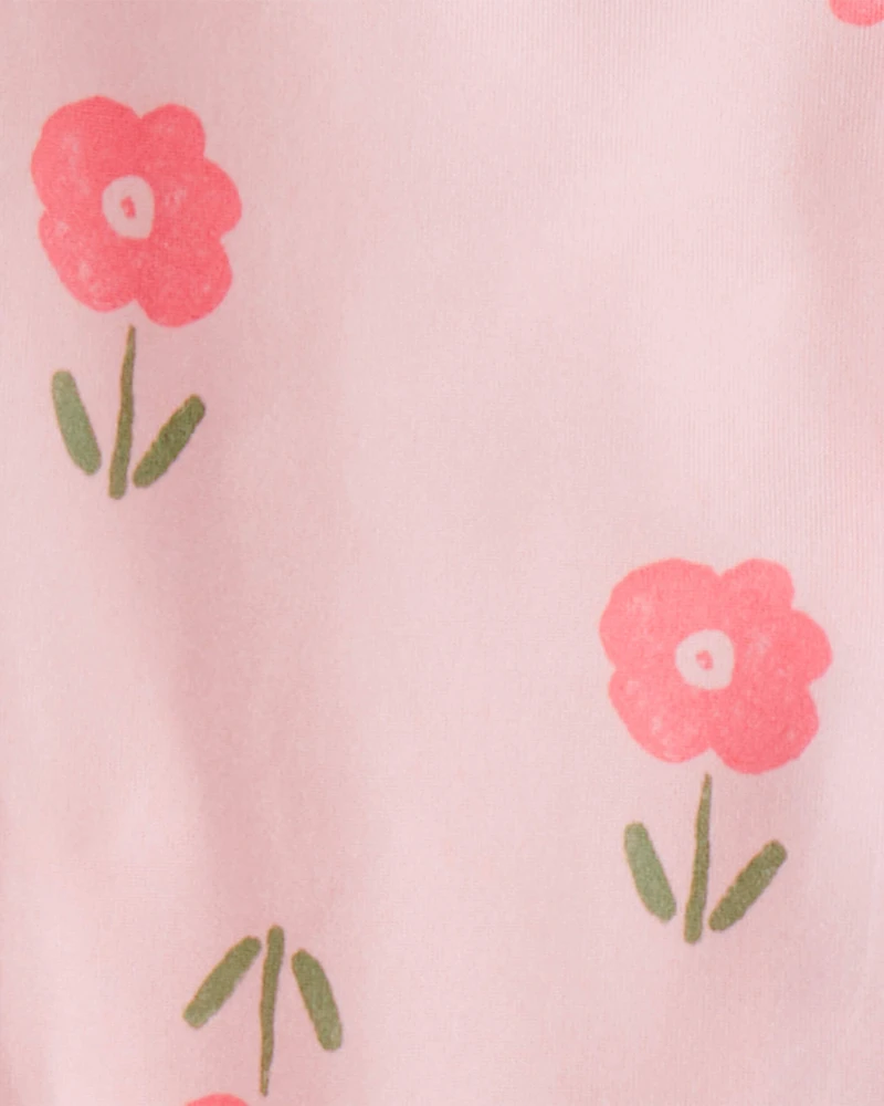Toddler Girl 2-Piece Floral Loose Fit Coat-Style Pajamas - Pink