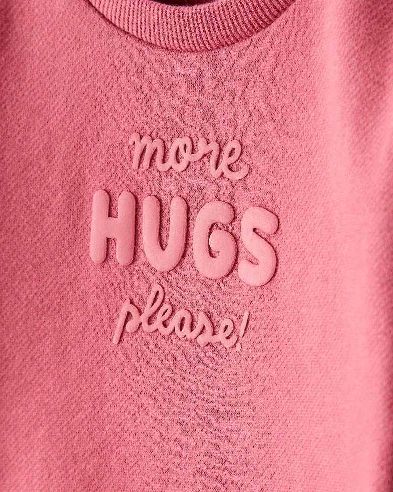 Baby Girl 2-Piece DayDream Fleece Fleece "More Hugs Please" Sweatshirt & Pants Set - Pink