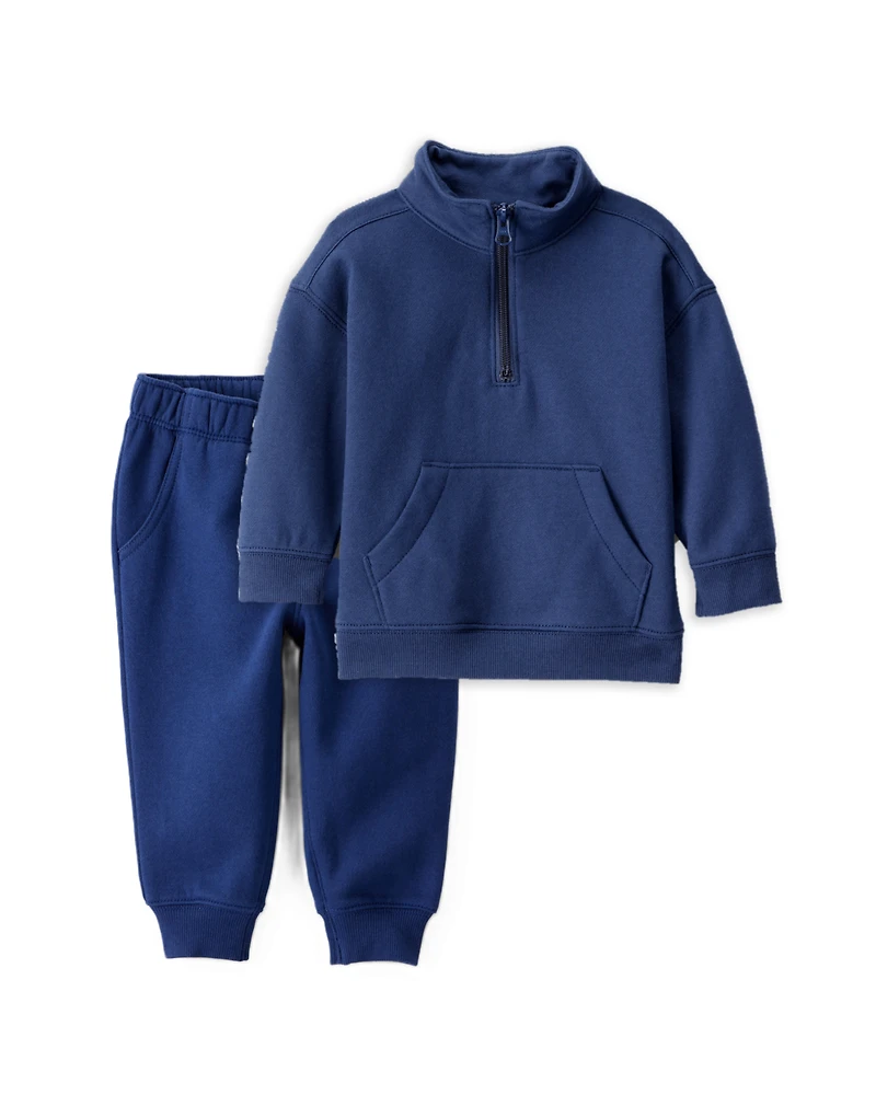 Baby Boy 2-Piece DayDream Fleece Varsity Quarter-Zip Sweatshirt & Joggers Set - Blue