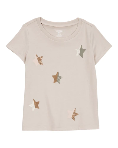 Toddler Girl Star-Print Short-Sleeve Graphic Tee - Cream